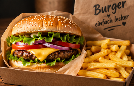 Hamburger mit Pommes